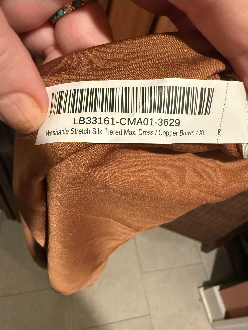 Quince Washable Silk Maxi Dress Copper Brown NWT - Picture 6 of 9